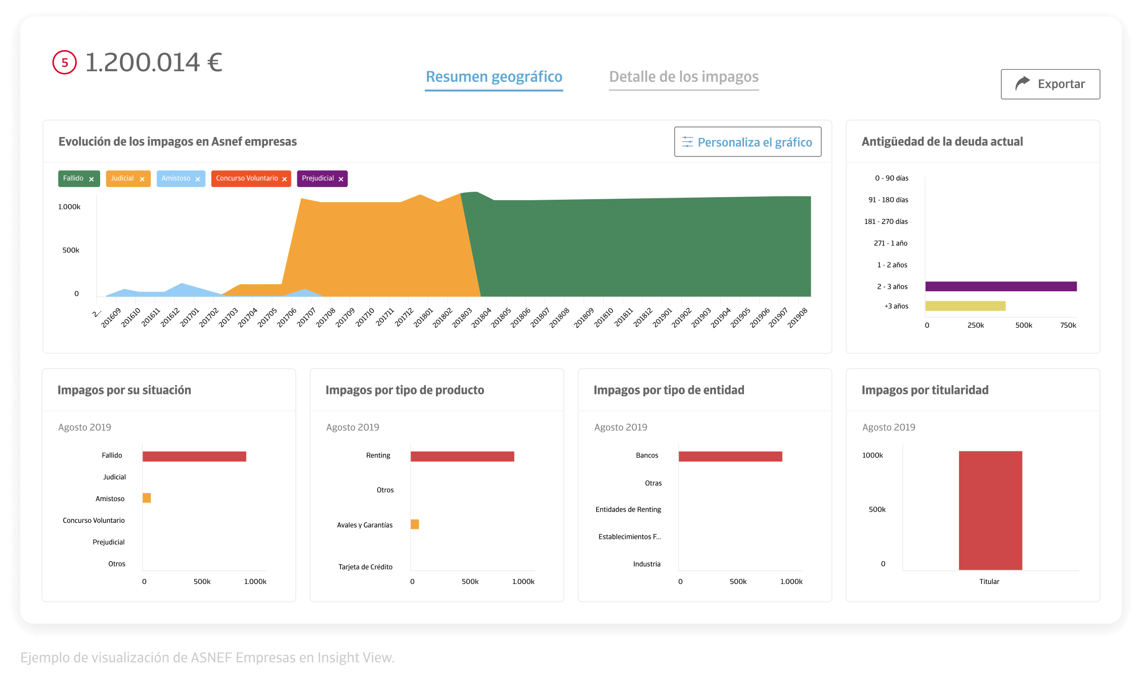 Ejemplo de visualización de ASNEF Empresas en Insight View.
